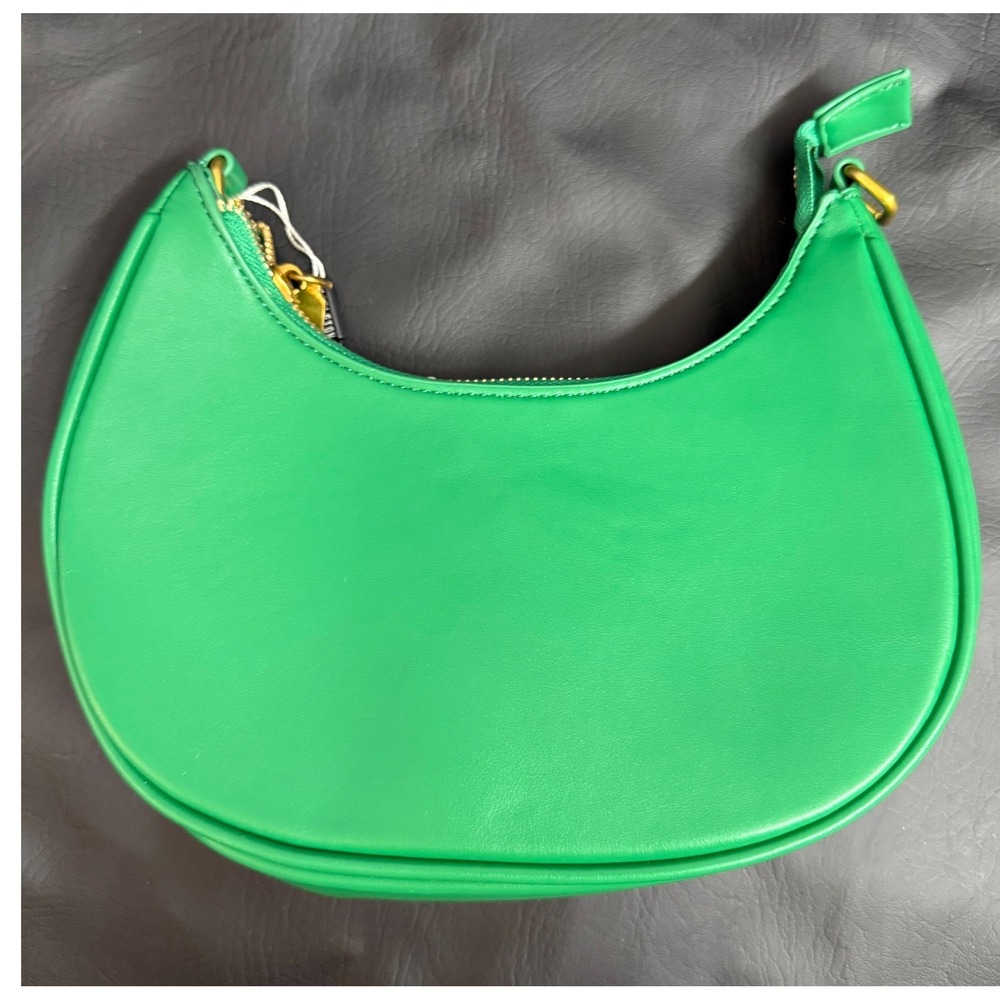 Scarleton Green Vegan Leather Crescent Moon Shoulder Bag Crossbody NWT Gold Tone